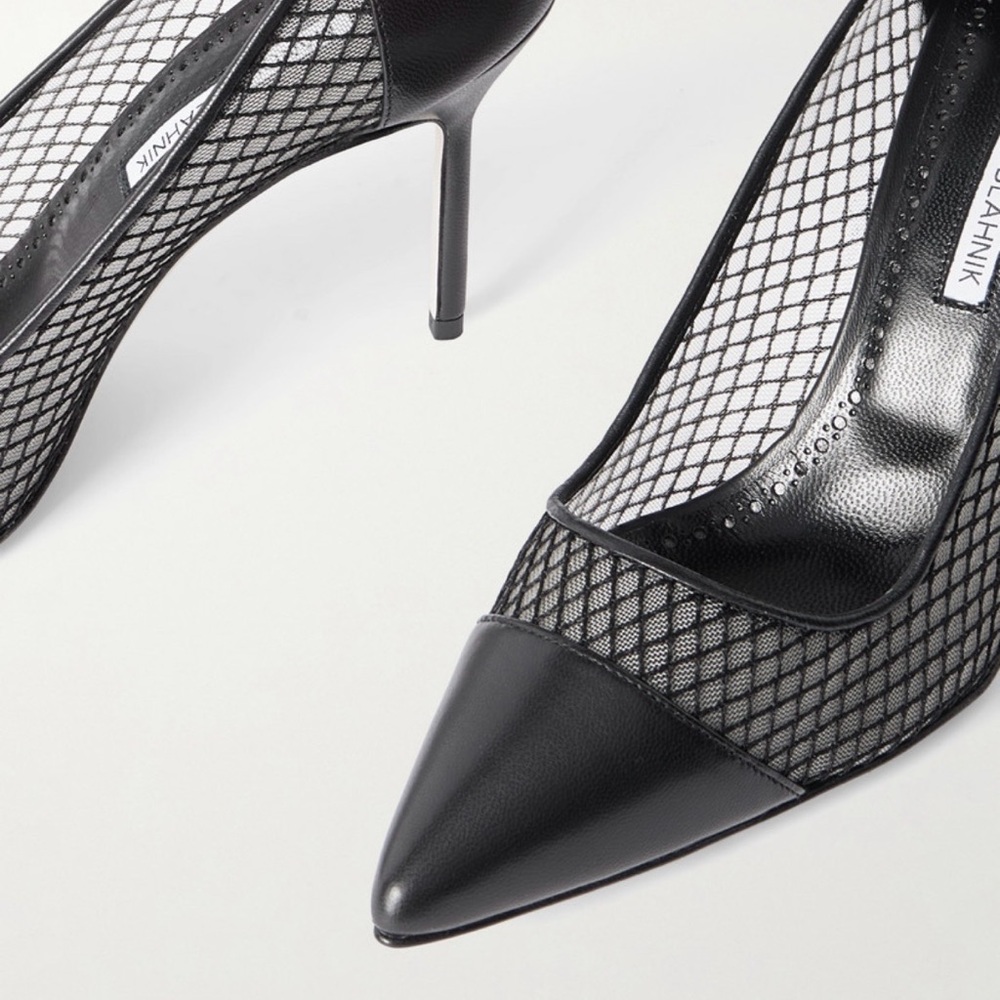 Manolo Blahnik Black Mesh Heels - Picture 2 of 3
